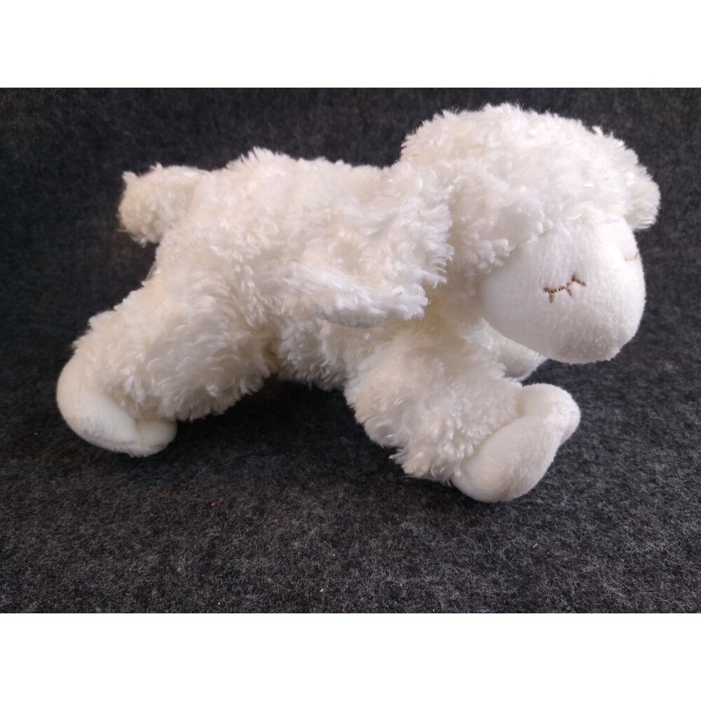 Baby Gund Lamb Rattle Plush Winky White Stuffed Animal Soft Lovey Toy